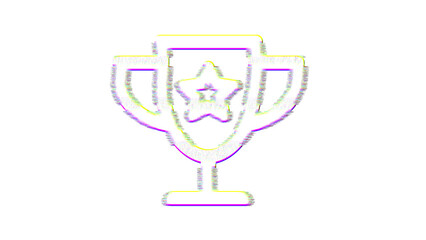 Icon trophy star is distorted. Glitch. Noise, chromatic aberration, geometric distortion