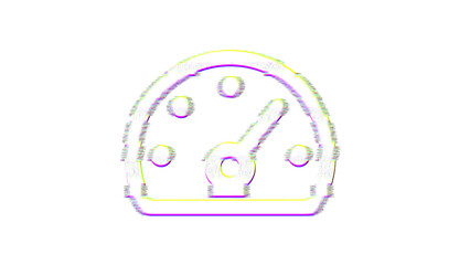 Obraz premium Icon tachometer fast is distorted. Glitch. Noise, chromatic aberration, geometric distortion