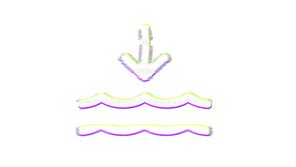 Icon water lower is distorted. Glitch. Noise, chromatic aberration, geometric distortion