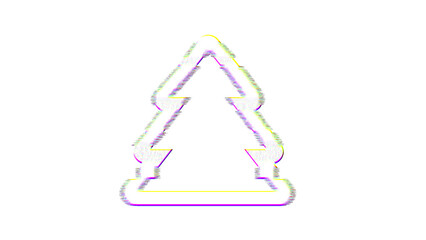 Icon tree large is distorted. Glitch. Noise, chromatic aberration, geometric distortion