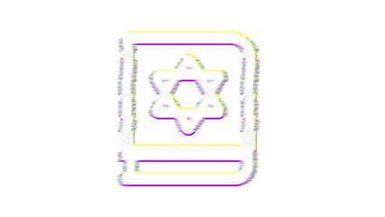 Icon tanakh is distorted. Glitch. Noise, chromatic aberration, geometric distortion