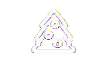 Icon tree decorated is distorted. Glitch. Noise, chromatic aberration, geometric distortion