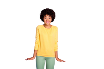 Portrait of her she nice attractive charming lovely cute winsome funny cheerful cheery shy wavy-haired girl isolated over violet purple lilac pastel color background