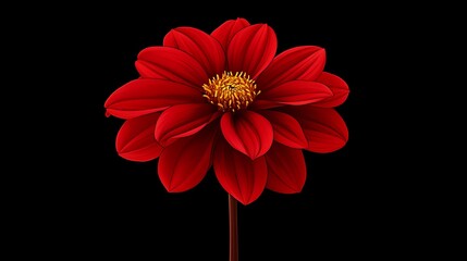 Red Dahlia Flower with Black Background.