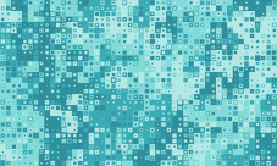 Abstract teal square mosaic pattern.  Perfect for tech, digital, or modern design projects. Represents data, connection, or technology.