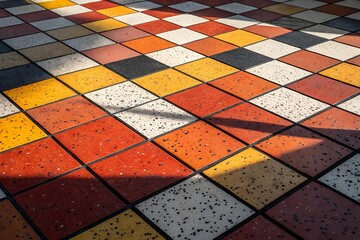 Abstract Geometric Wall Decor with Orange Black White and Red Shapes