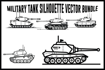 Military Tank Silhouette Vector Art