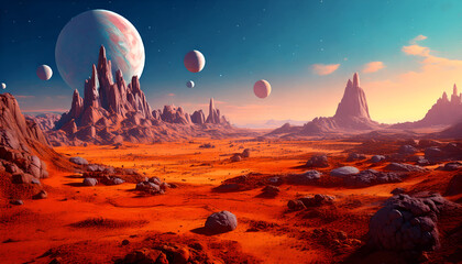 4k Wallpaper Illustration of Mars Landscape