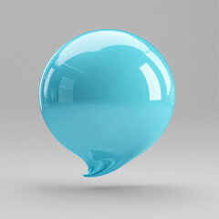 A sleek 3D cyan speech bubble on a light grey background, perfect for UI/UX designs. Minimalistic, high-resolution, and professionally color-graded for a premium look. No grain, sharp focus