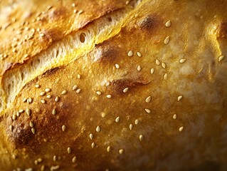 Close-Up of Artisan Bread with Seeds, Generative AI