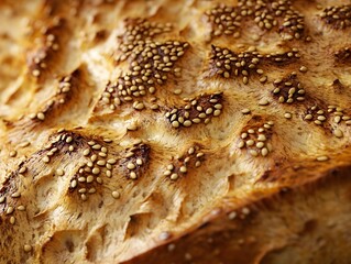 Close-Up of Artisan Bread with Seeds, Generative AI