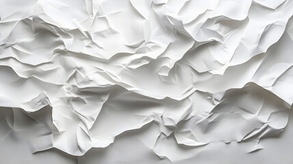 Obraz premium Crumpled white paper texture studio digital art clean environment top-down view abstract design