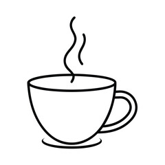 doodle icon of coffee cup with steam for cafe