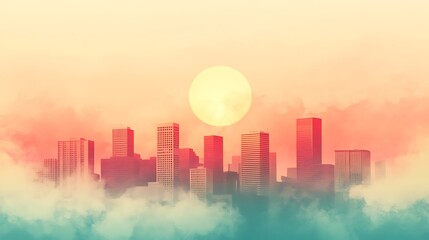 Fototapeta premium Cityscape Sunset with Cloud Skyline.