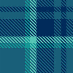 Rag seamless plaid tartan, irish background texture fabric. Romantic vector check pattern textile in cyan and blue colors.