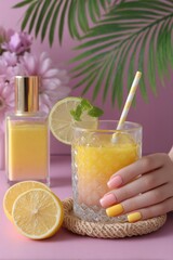 Summer Citrus: A Pastel Yellow Manicure and Refreshing Drink