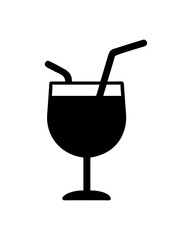 Silhouette icon  of a drink glass with two straws vector illustration