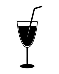 Silhouette icon  of a drink glass with two straws vector illustration