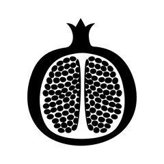  Pomegranate silhouette with seeds vector illustration