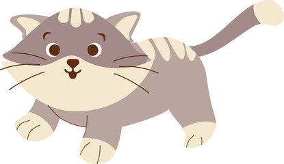 Cute Gray Cat Cartoon Illustration