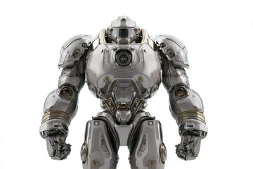 Fototapeta premium Chrome Combat Robot: Powerful, Sleek, Futuristic Design