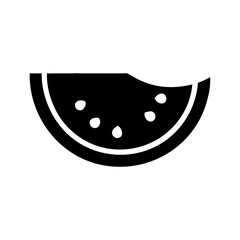 silhouette of watermelon slice with bite icon vector illustration