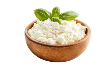 Fresh ricotta cheese texture highlighted on clean white background great for cookbooks or digital food art