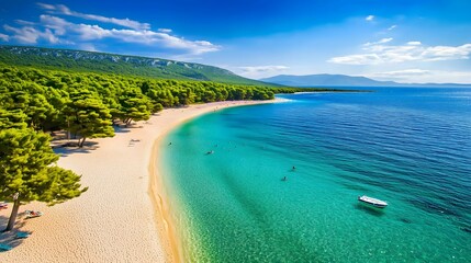 Obraz premium Aerial view of zlatni rat beach croatia