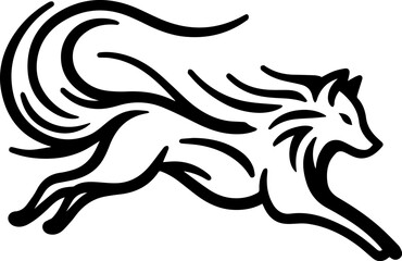 Tribal Style Jumping Wolf Illustration