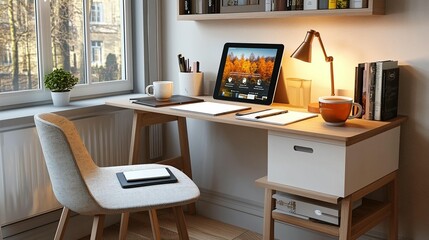 Modern home office workspace setup productivity and efficiency at work
