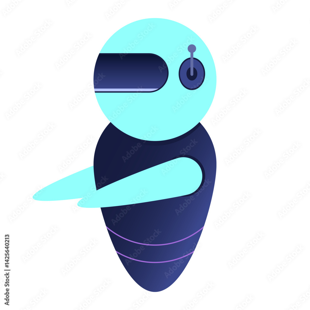 Poster futuristic robot illustration. flying robot with lens. robotic innovation technology. isometric tech