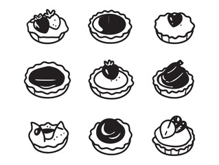 tart dessert line art vector illustration