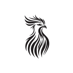 Stylized Black Rooster on White – Minimal Art