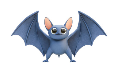 Obraz premium Cute cartoon bat with big eyes and wings spread, cut out - stock png.