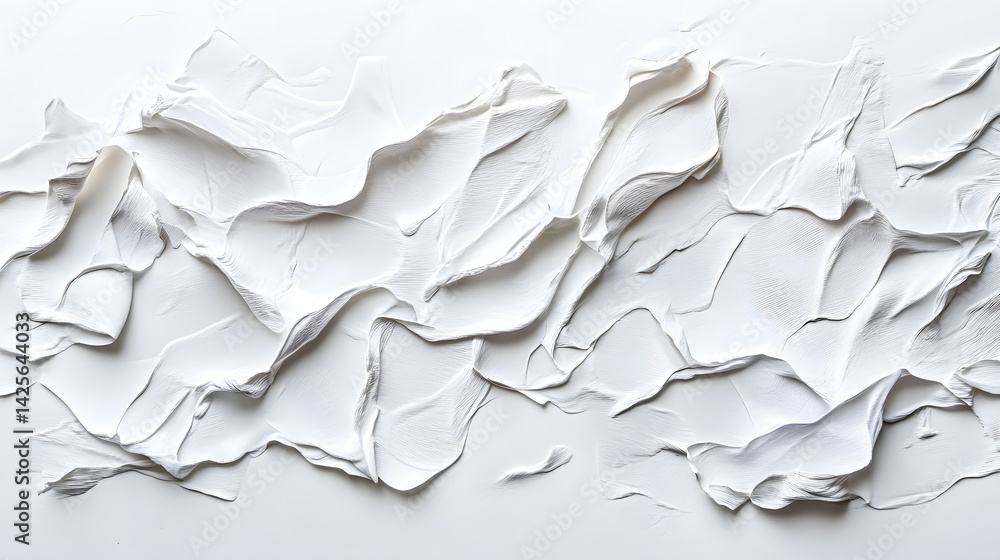 Poster artistic texture presentation of torn paper on horizontal pure white background in studio environmen