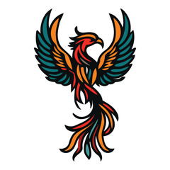 Stylized Phoenix Bird Design Element Illustration