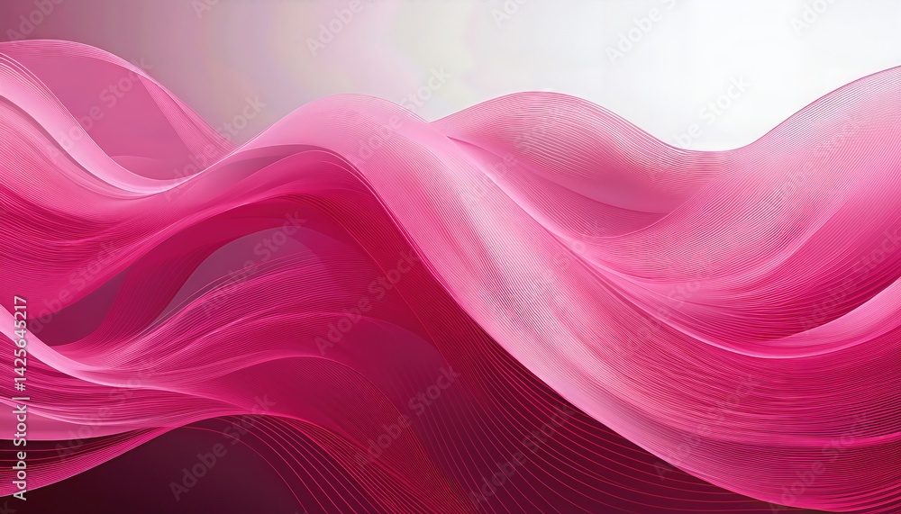 Poster vibrant pink waves crashing on an abstraction, a kaleidoscope of textures and colors blending harmon