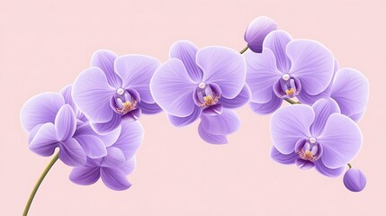 Lavender Orchids with Floral Branch, and Pink Background.