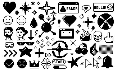 Vector set of y2k pixel icons