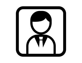 スーツを着た人の四角いシンプルなモノクロイラストアイコン