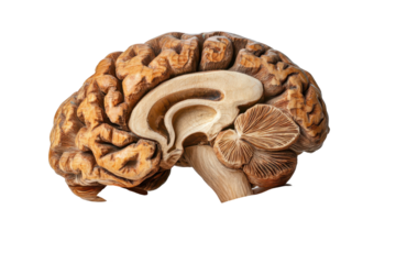 Hand supporting detailed human brain model showcasing structure isolated neatly on a bright white background