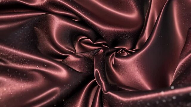 Silk red shimmer fabric gracefully twists and swirls, video motion background