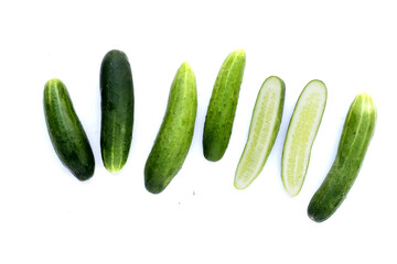 Fresh cucumbers on white background.