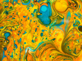 Abstract art with bold swirls of summer hues in vibrant colors