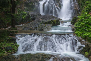 Punyaban Waterfall is a waterfall with water flowing all year round, located on Phetkasem Road, 2 kilometers from the National Park Office. It has 3 levels and is located in Mueang District, Ranong