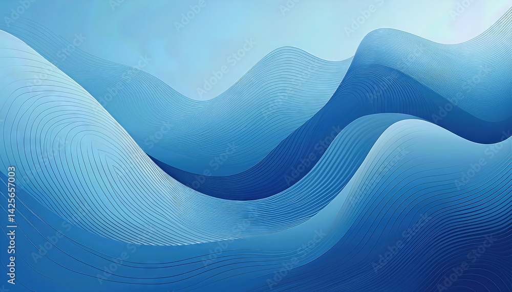 Poster vibrant oceanic abstraction a stunning blue wave vector graphic embracing movement and motion with c