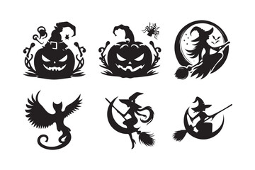 Halloween icon set on white background.