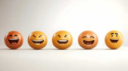 Naklejka premium Emoji Expressions Lineup on White Background