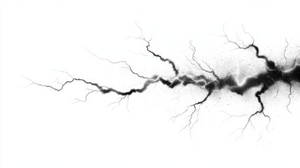 An abstract black and white image depicts a dramatic thunder ripple effect isolated on a pure white background perfect for design projects needing a powerful visual element.