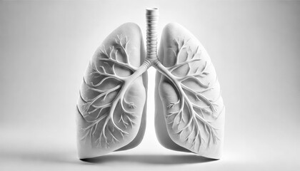 3D Rendered White Human Lungs Isolated on Transparent Background with High Anatomical Detail